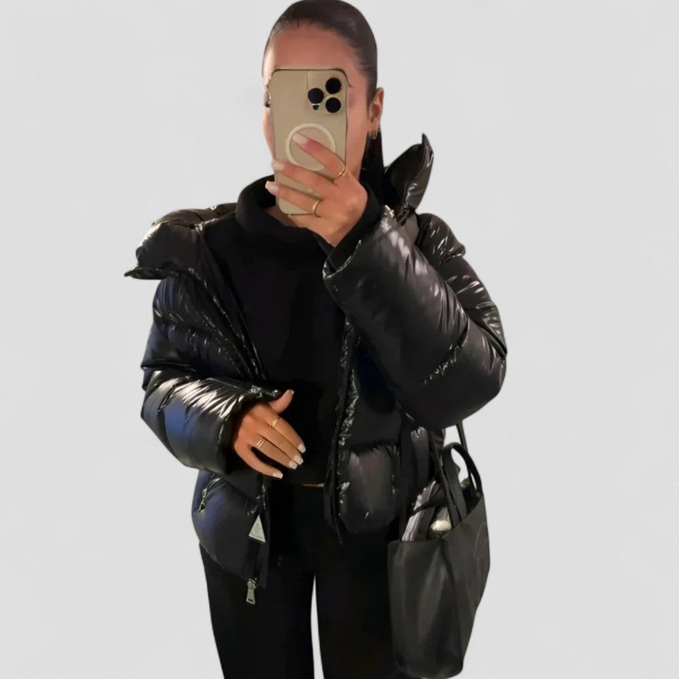 Hooded Shiny Puffer Winter Jacket for Women