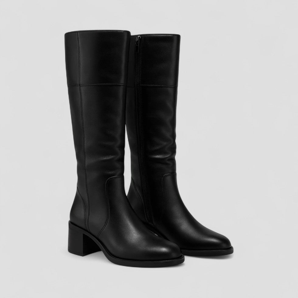 Classic Western Mid Heel Leather Boots