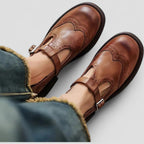 Buckle Strap Leather Loafers