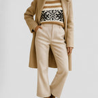 High Waist Wool Blend Tapered Trousers for Women