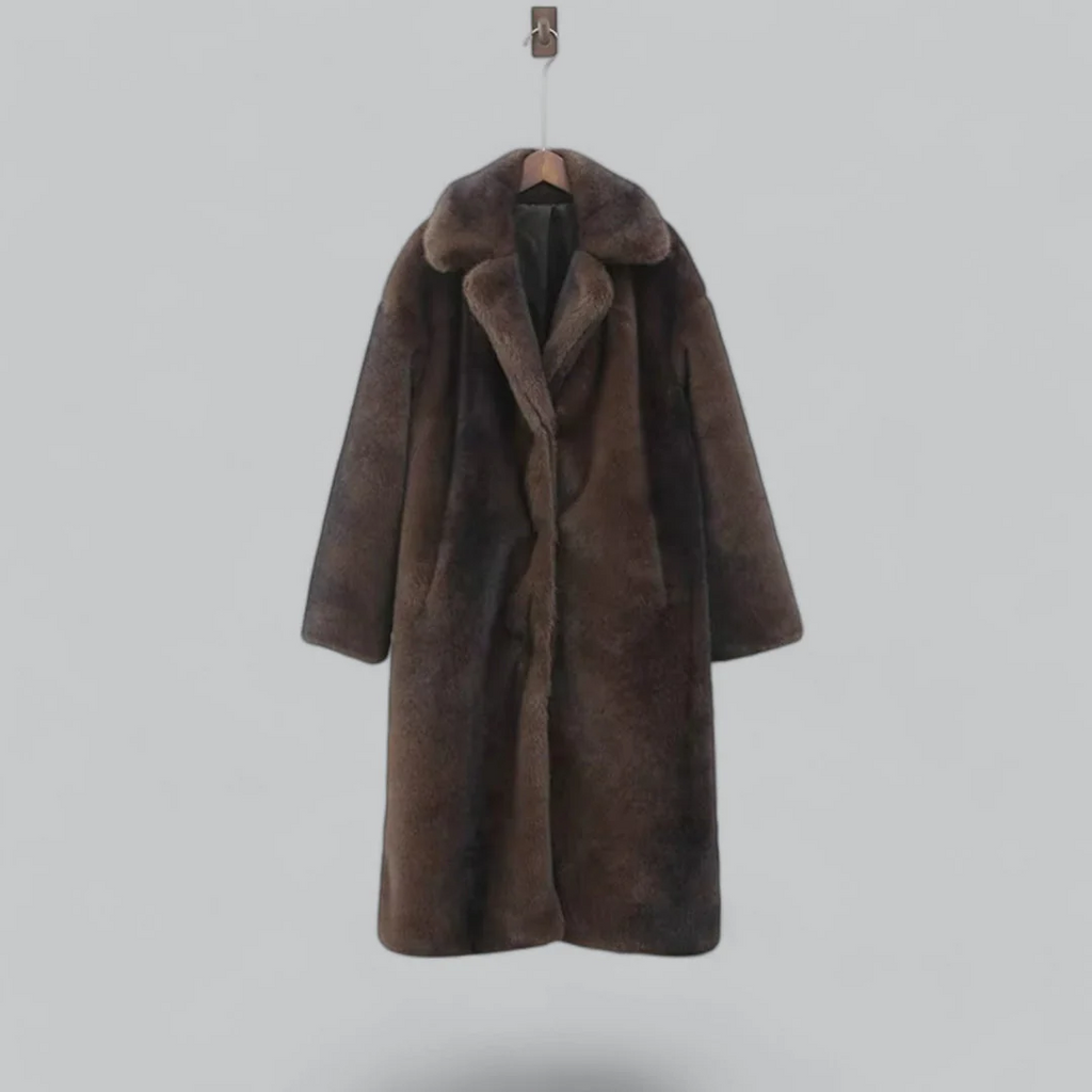 Womens Long Faux Fur Overcoat for Elegant Winter Outfits