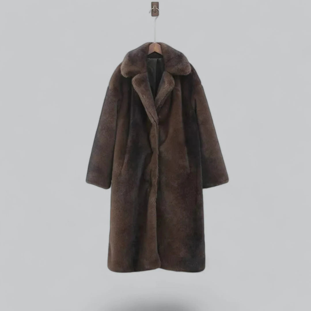 Womens Long Faux Fur Overcoat for Elegant Winter Outfits