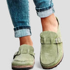 Suede Buckle Slip On Loafers