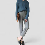 High Waist Wool Blend Tapered Trousers for Women