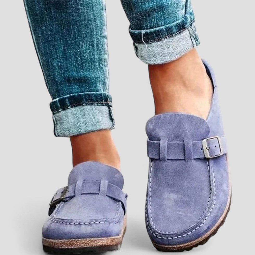 Suede Buckle Slip On Loafers