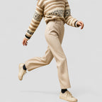 High Waist Wool Blend Tapered Trousers for Women