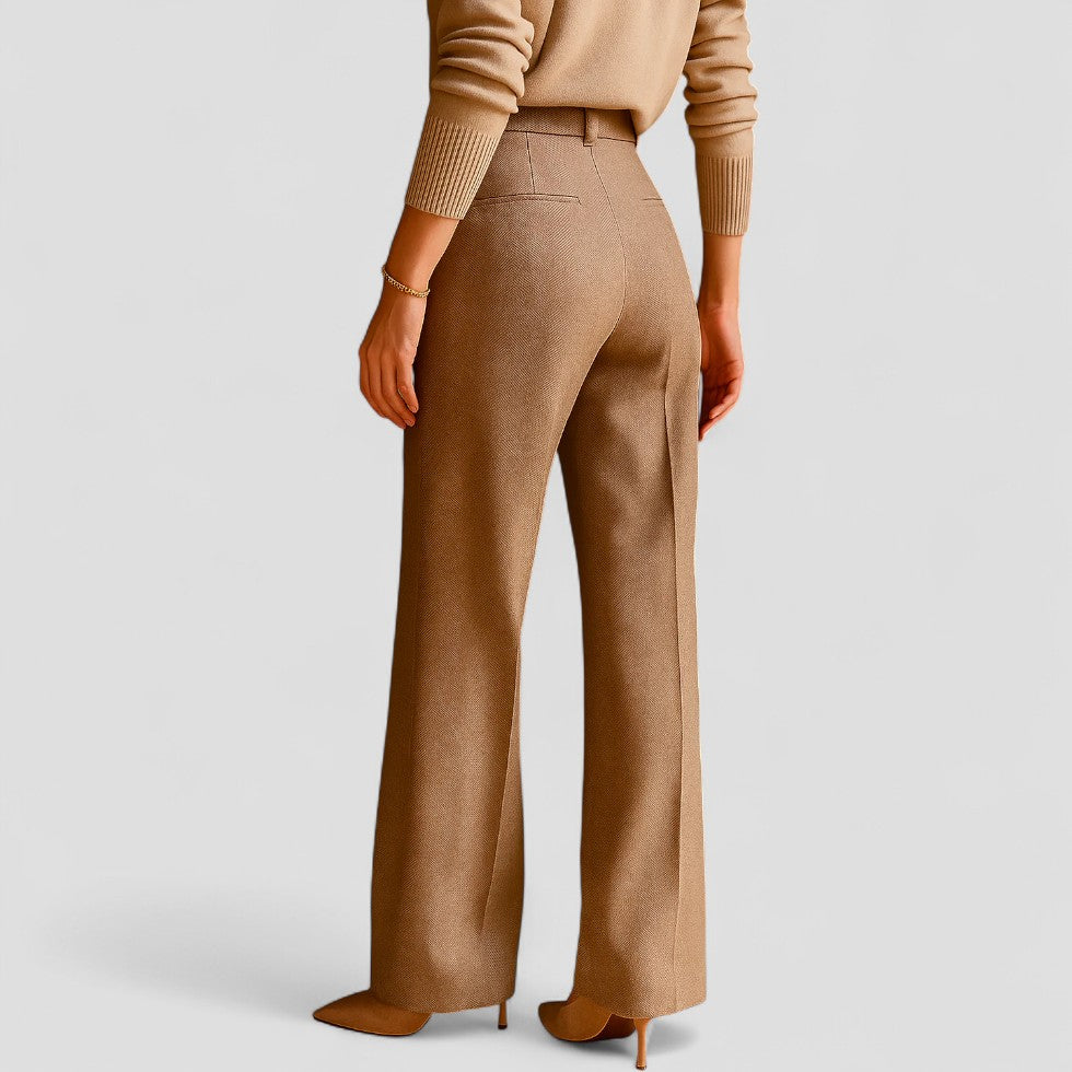 High Waist Wool Blend Tapered Trousers for Women