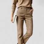 High Waist Wool Blend Tapered Trousers for Women