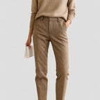 High Waist Wool Blend Tapered Trousers for Women