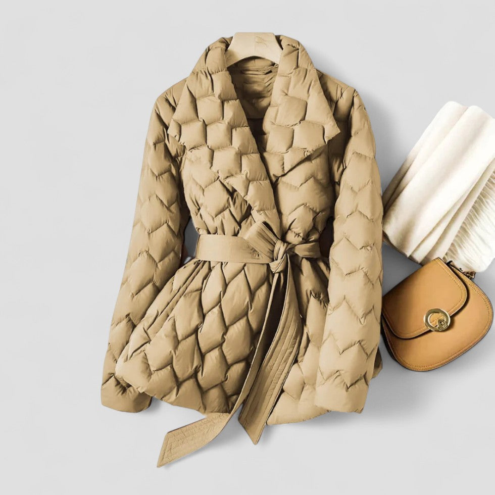 Quilted Belted Puffer Jacket for Women