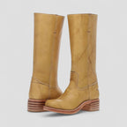 Classic Western Mid Heel Leather Boots
