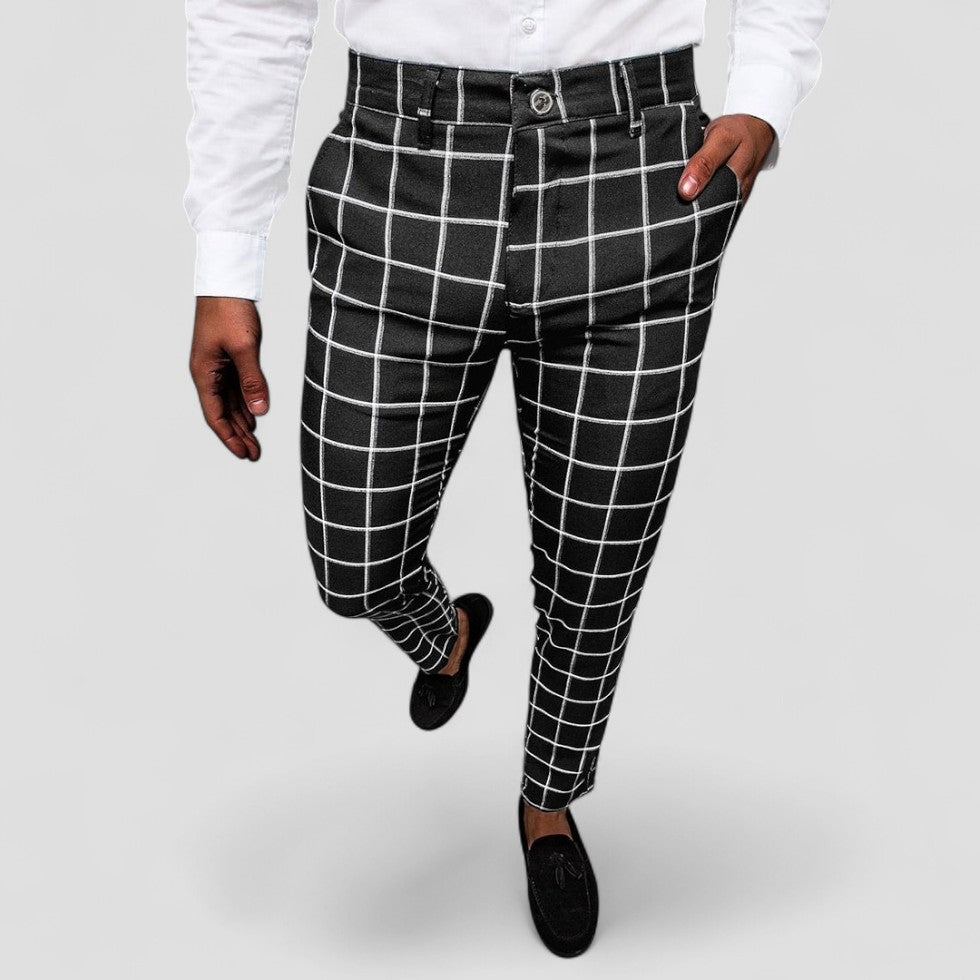 Checked Slim Fit Dress Pants