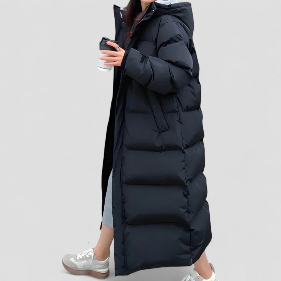 Long Puffer Coat with Hood
