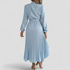 Pleated Long Sleeve Midi Dress