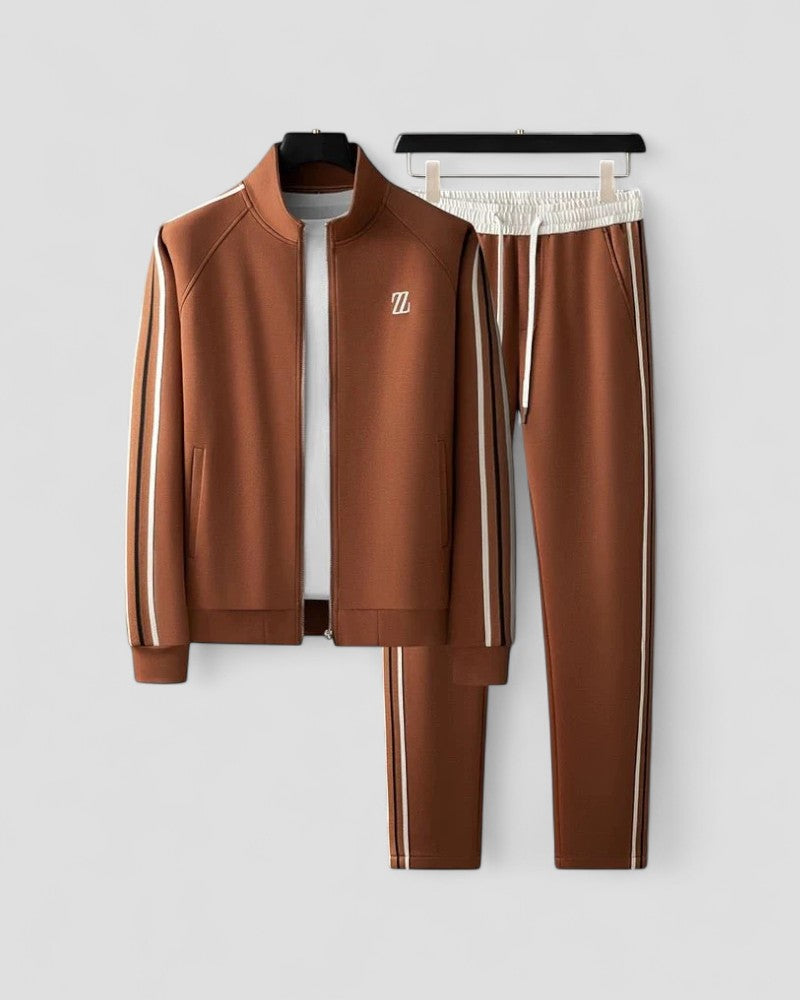 Mens Two Piece Athletic Tracksuit Set with Zip Jacket