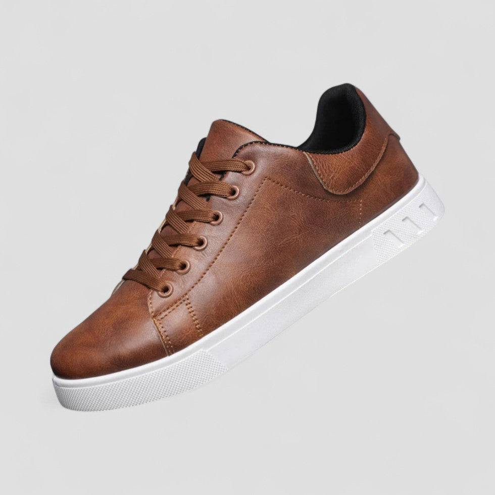 Faux Leather Lace Up Sneakers
