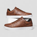 Faux Leather Lace Up Sneakers