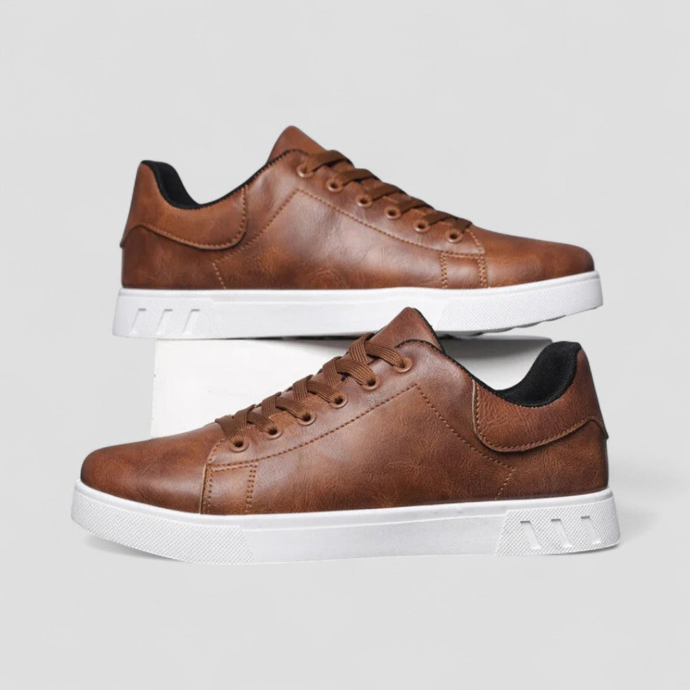 Faux Leather Lace Up Sneakers