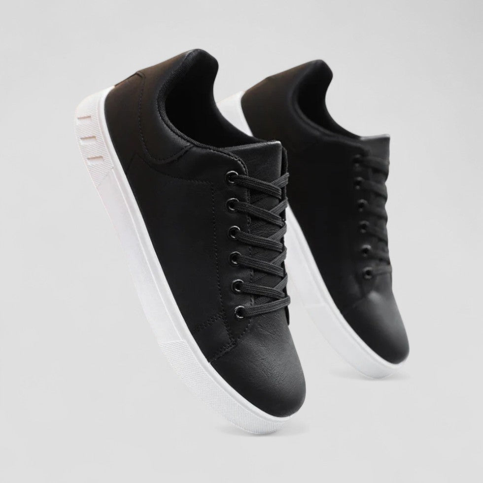 Faux Leather Lace Up Sneakers
