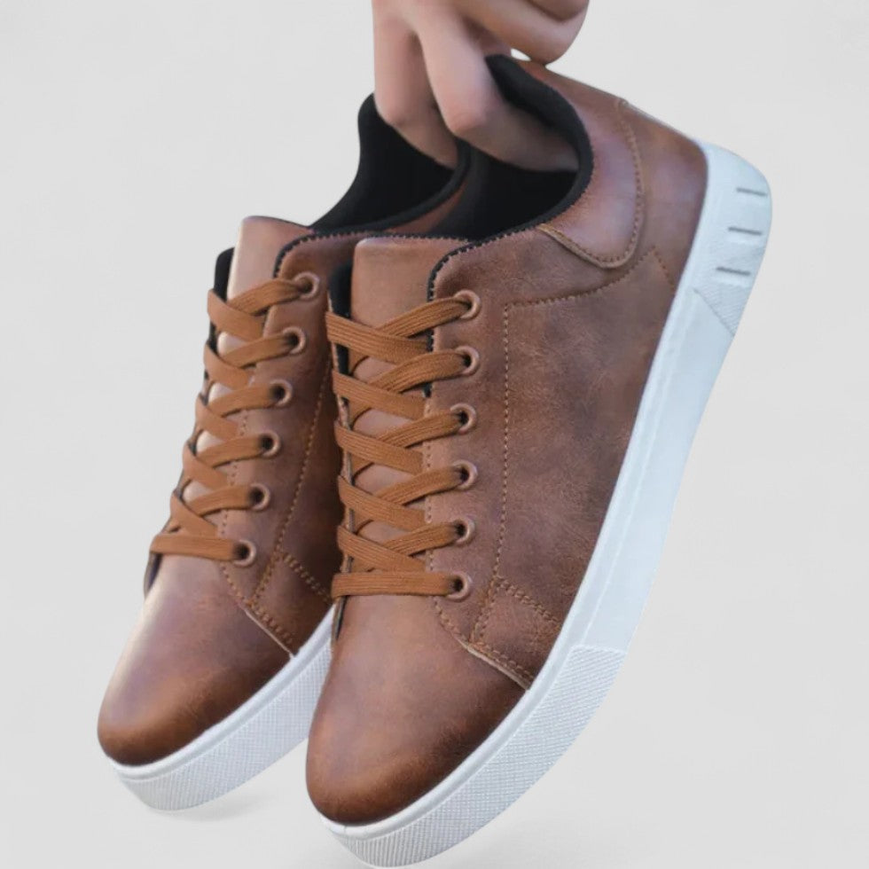Faux Leather Lace Up Sneakers