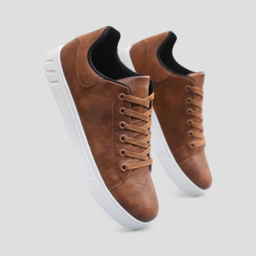 Faux Leather Lace Up Sneakers