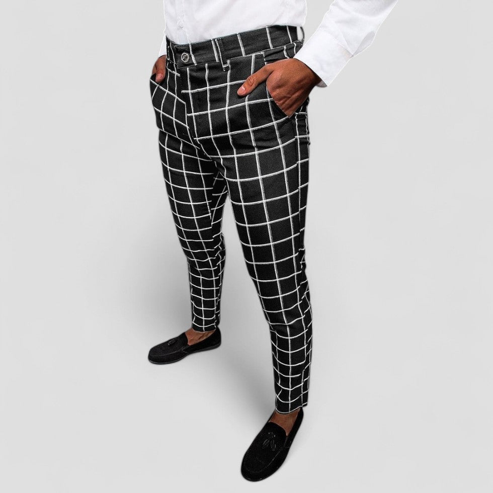 Checked Slim Fit Dress Pants