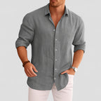Linen Long Sleeve Button Up Casual Shirt for Men