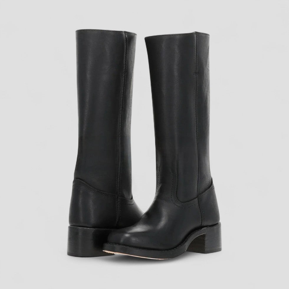 Classic Western Mid Heel Leather Boots