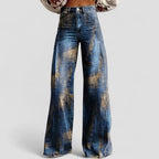 Celestial Print High Waist Wide Leg Jeans for Women