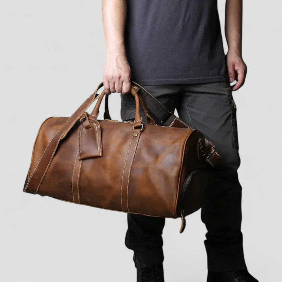 Leather Travel Duffel Bag for Men