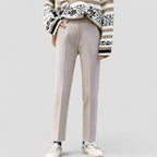 High Waist Wool Blend Tapered Trousers for Women