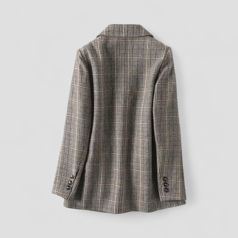 Wool Blend Checked Single Breasted Blazer