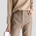 High Waist Wool Blend Tapered Trousers for Women