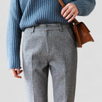 High Waist Wool Blend Tapered Trousers for Women
