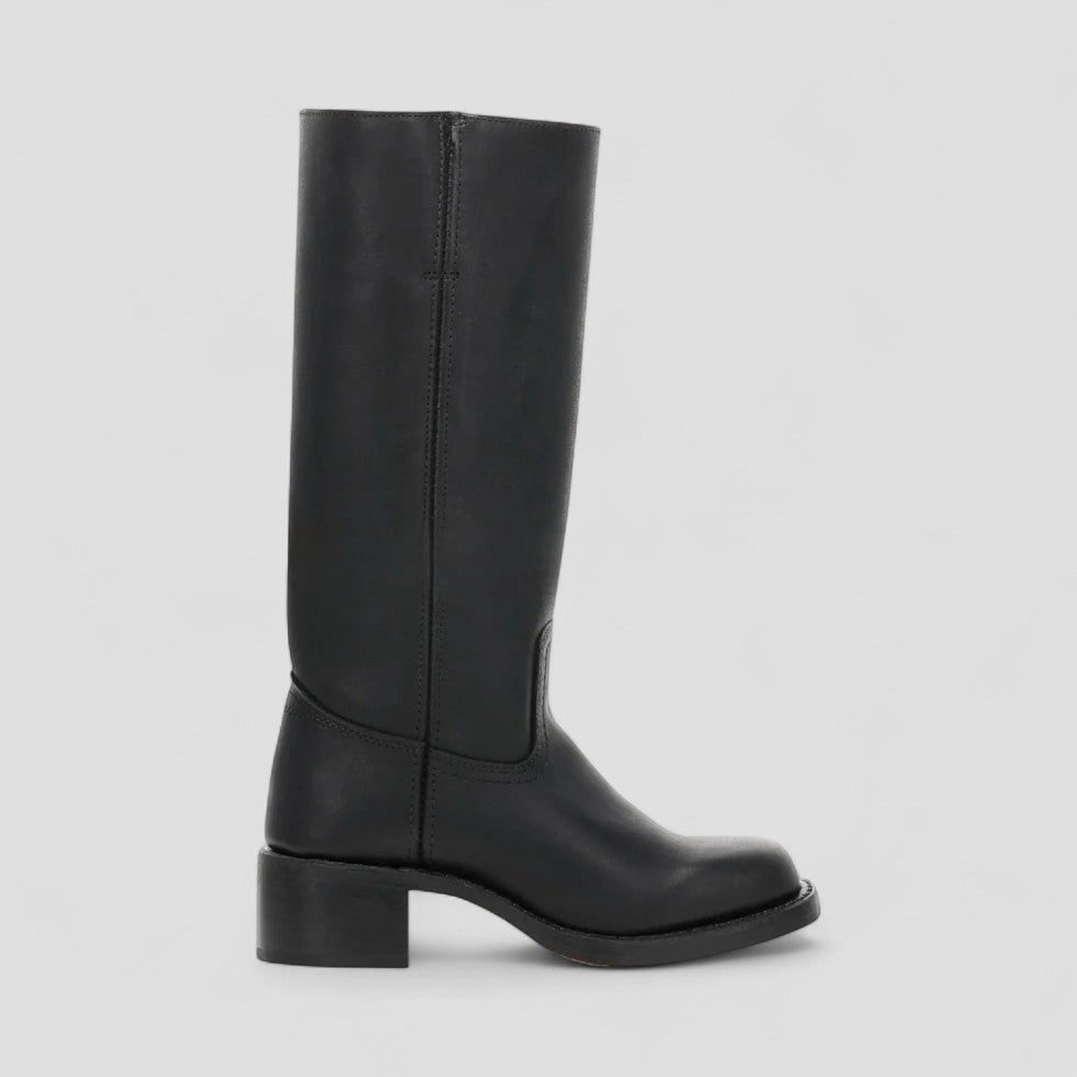 Classic Western Mid Heel Leather Boots