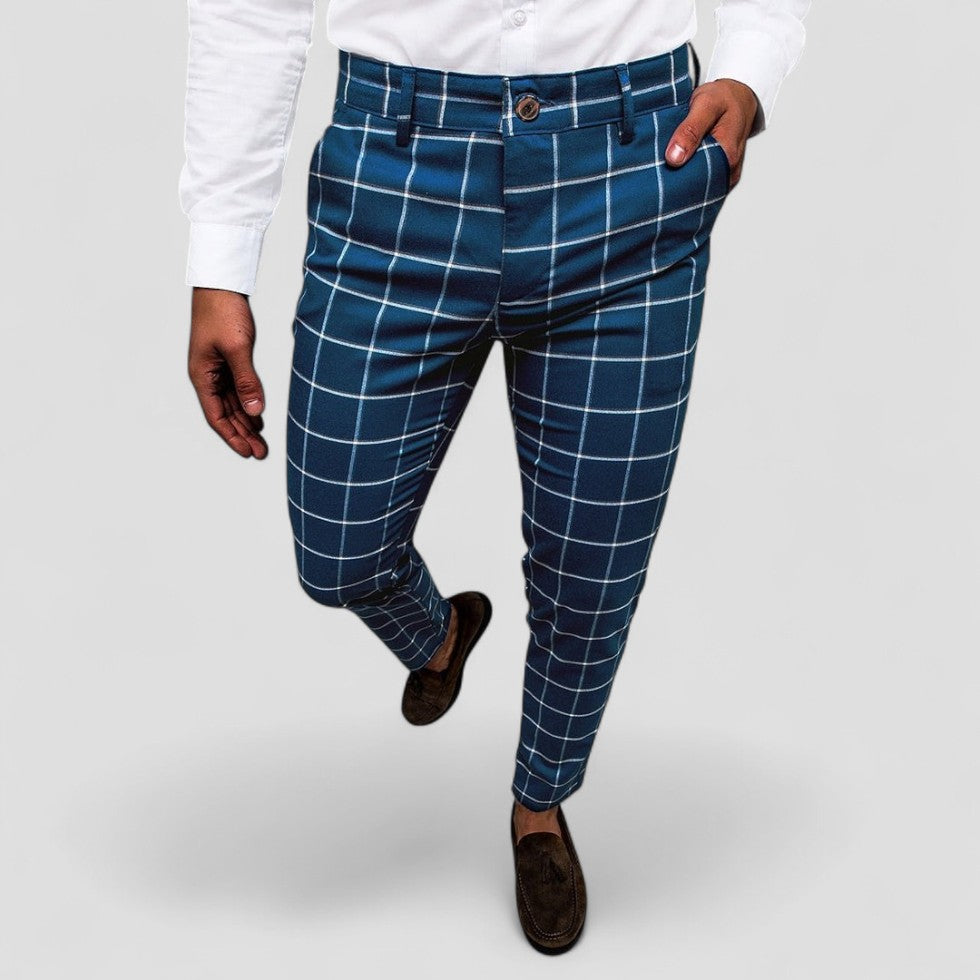 Checked Slim Fit Dress Pants
