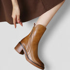 Zip Up Block Heel Ankle Boots