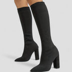 Stretch Knit High Heel Knee Boots