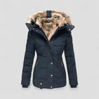 Women’s Hooded Winter Puffer Coat with Faux Fur Trim