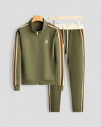 Mens Two Piece Athletic Tracksuit Set with Zip Jacket