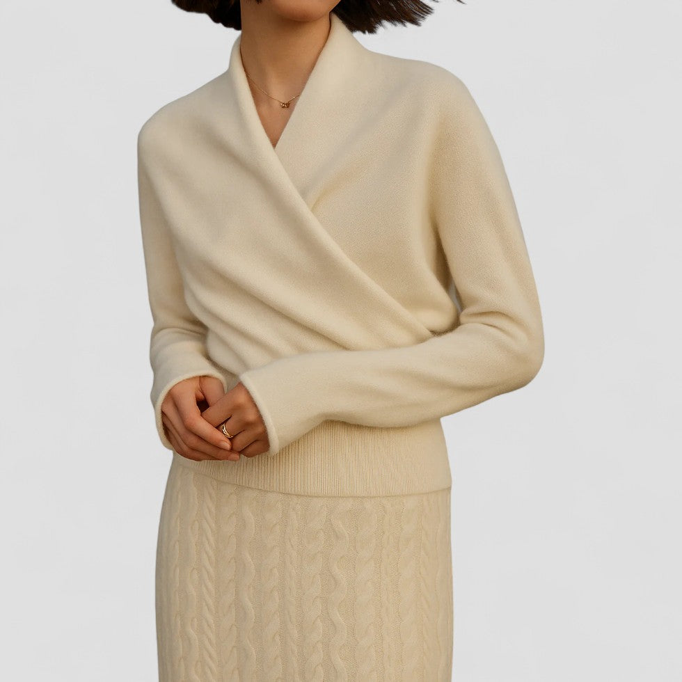 Cashmere Wrap Knit Sweater Top for Women
