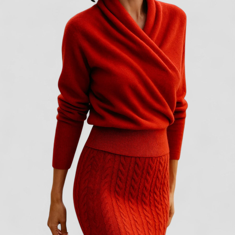 Cashmere Wrap Knit Sweater Top for Women