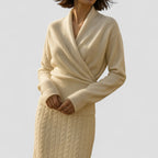 Cashmere Wrap Knit Sweater Top for Women