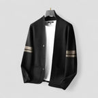 Button Up Knit Cardigan with Striped Sleeve Detail for Men