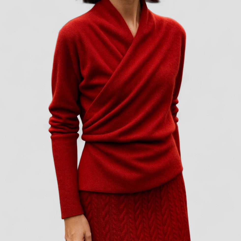 Cashmere Wrap Knit Sweater Top for Women