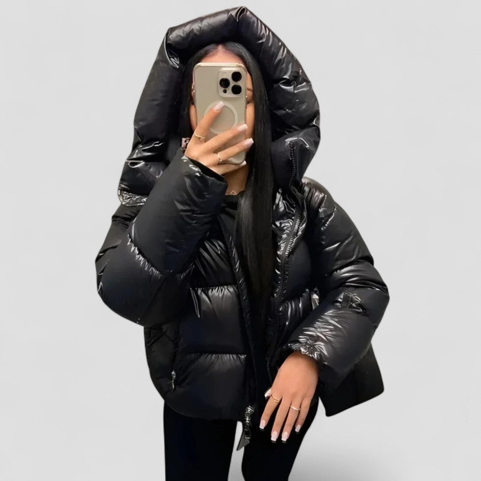 Hooded Shiny Puffer Winter Jacket for Women