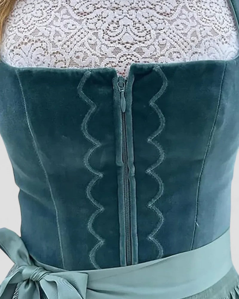 Traditional Bavarian Dirndl Dress with Apron for Women