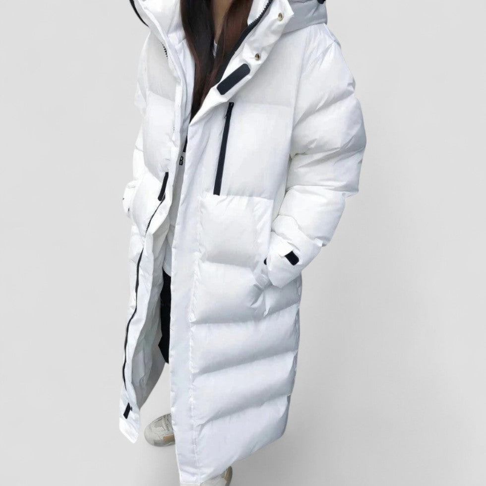 Long Puffer Coat with Hood