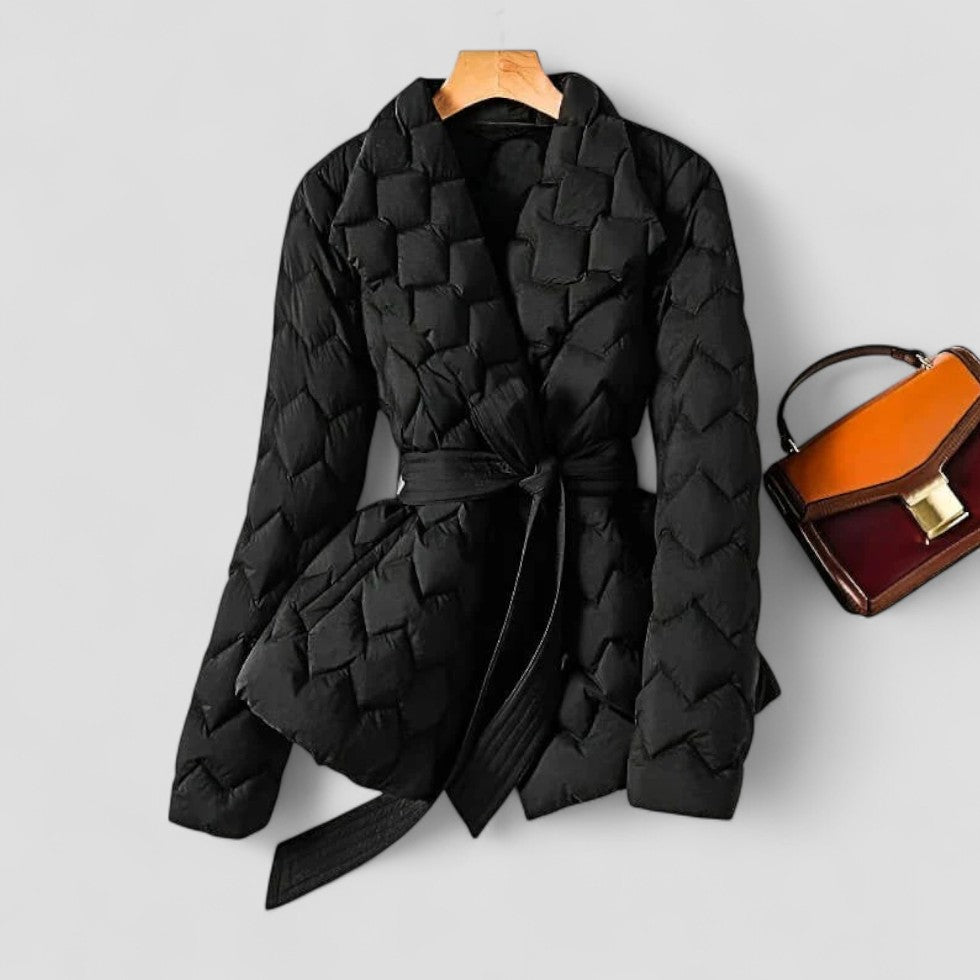 Quilted Belted Puffer Jacket for Women