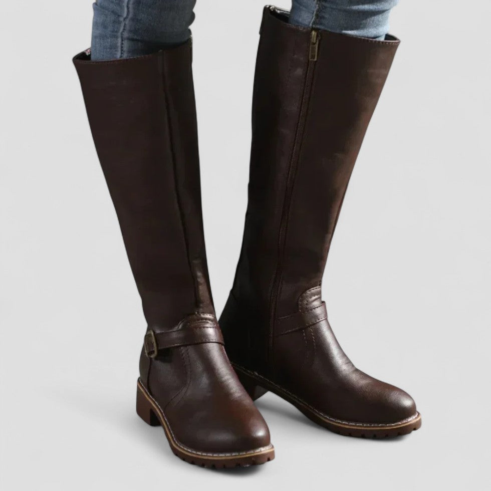 Tall Buckle Detail Riding Boots